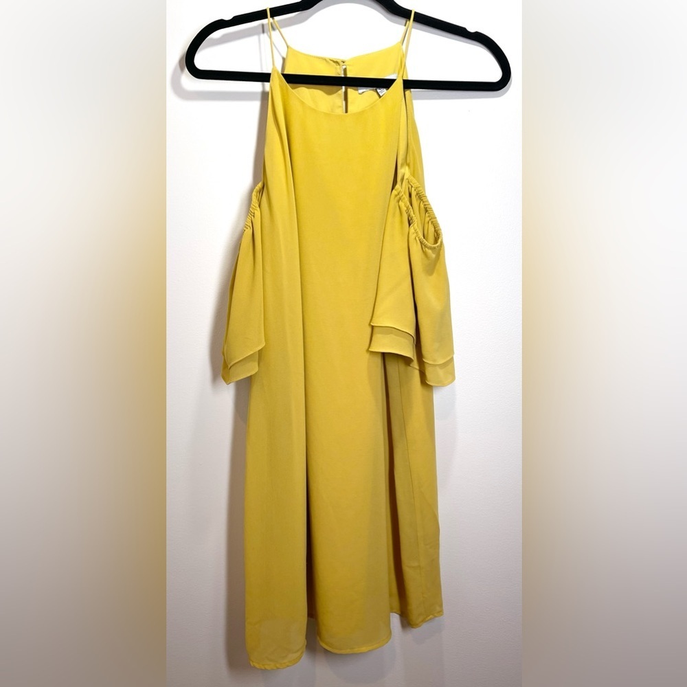 Naked Zebra Women’s‎ Yellow Gold A-line Cold-Shoulder Mini Dress Size Large